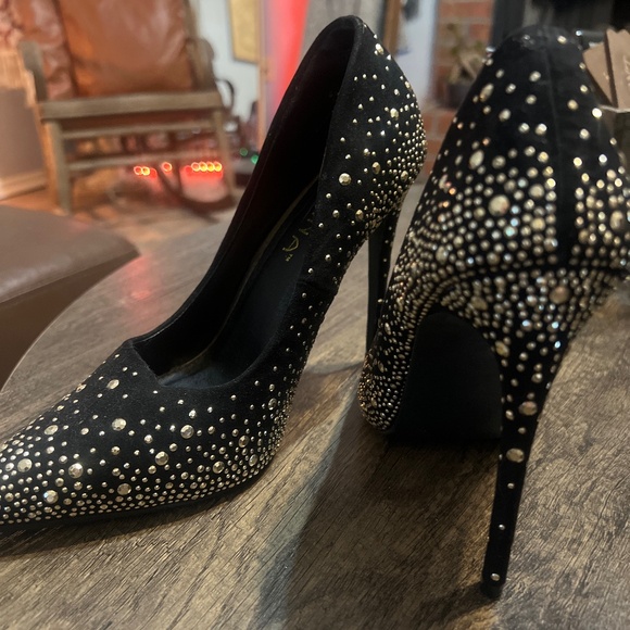 Black Studded Stiletto Heels - Picture 1 of 3